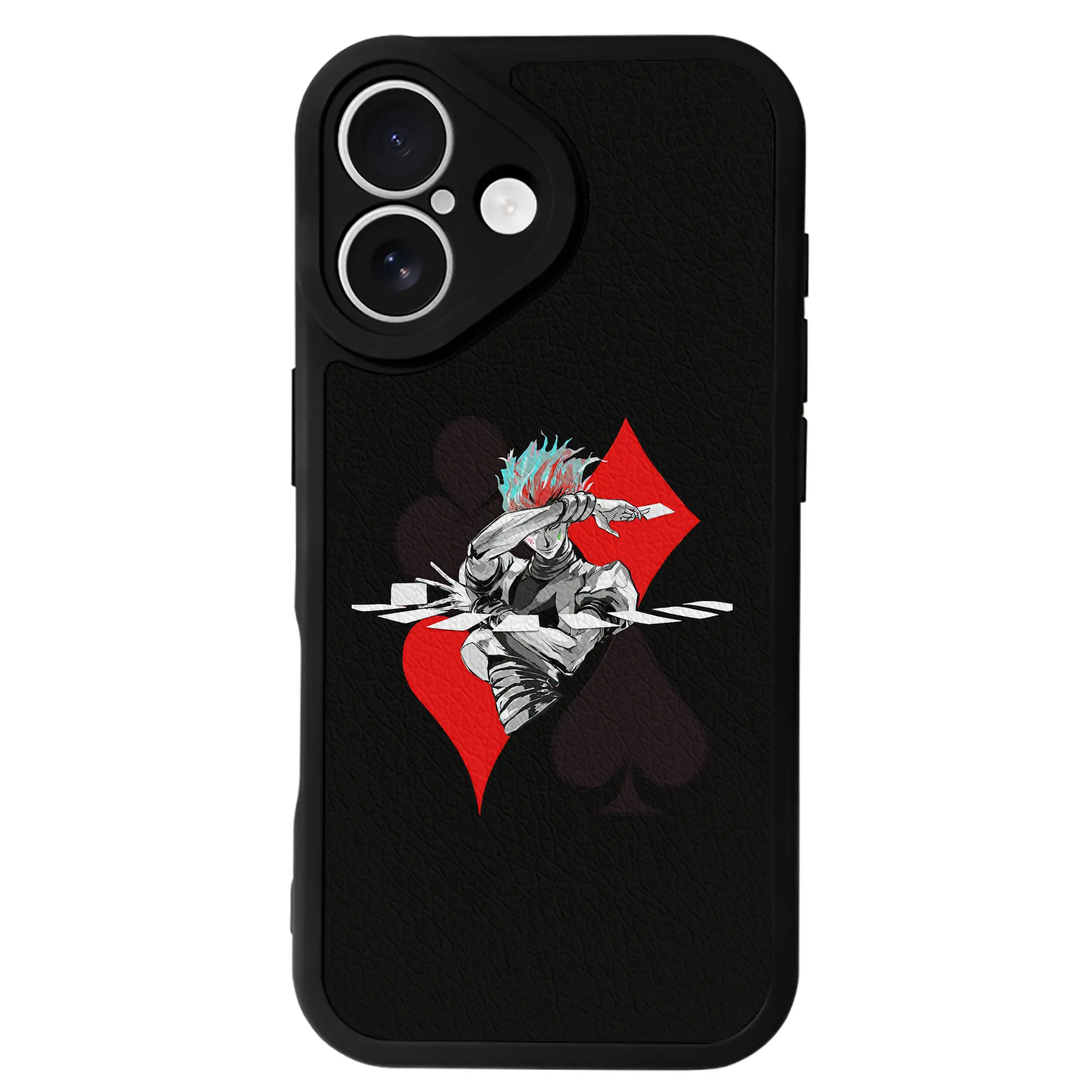 ハンター×ハンター グッズ ヒソカ＝モロウ - IPhone 16シリーズ対応 ・ シリコンスマホケース ・ レザー調 ・ 高精度フィット ・ 耐衝撃 ・ ワイヤレス充電対応 ・ 精密カット